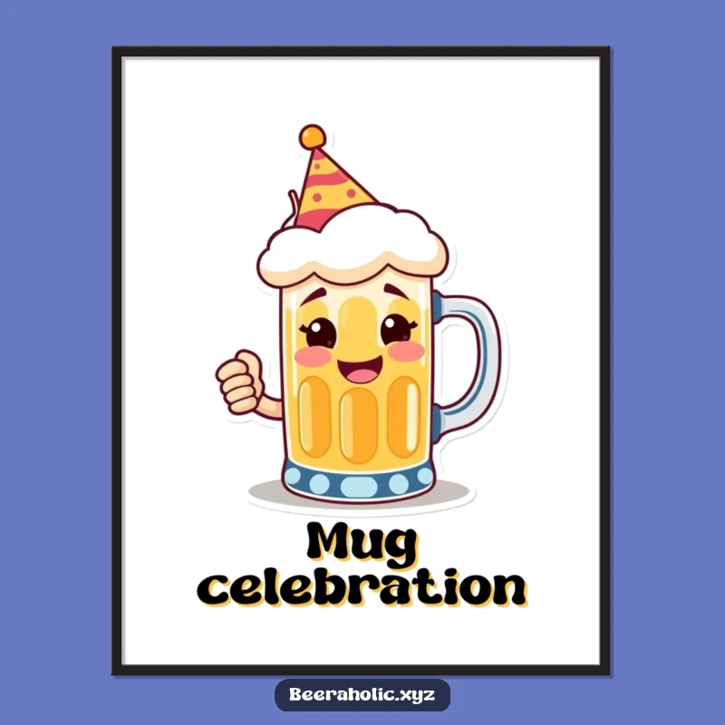 Funny Beer Mug Party Digital Print: Smiling Toaster Art, Instant Festive Decor
