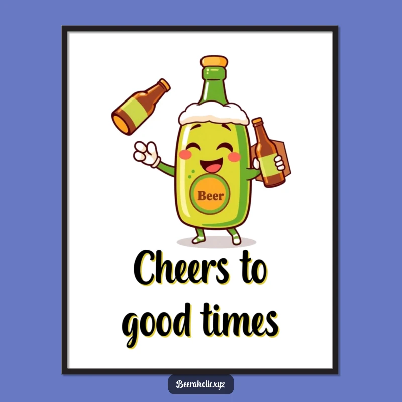 Funny Beer Bottle Wink Poster - Vintage Cheerful Delivery Wall Art Gift