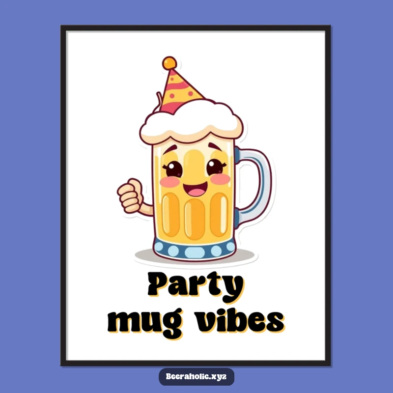 Funny Beer Mug Party Poster: Smiling Toaster Art, Whimsical Celebration Decor Gift