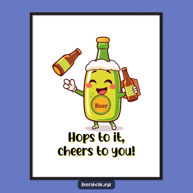 Funny Free Printable Wall Art: Beer Bottle Winking - Humorous Downloadable Decor