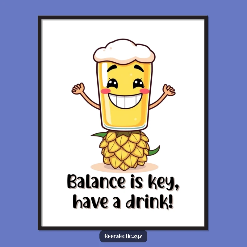 Funny Free Printable Wall Art: Grinning Beer Glass - Humorous Downloadable Decor