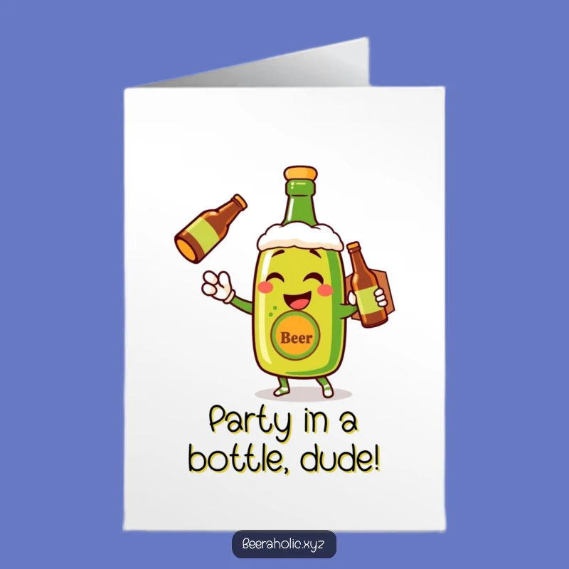 Funny Free Printable Birthday Card: Beer Bottle Delivering Cheer - Downloadable Gift