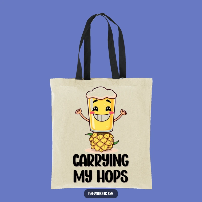 Funny Beer Glass Hop Tote Bag - Grinning Balance Accessory for Beer Runs